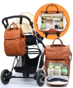 JeRie Luiertas Rugzak – Verschoonmatje – Verzorgingstas – Luiertassen – Met Kinderwagen Haken - Bruin -Babyproducten Winkel 1000x1200 3