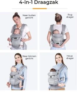 Deryan Meinkind Draagzak - Buikdrager 4-in-1 Antraciet/Grijs -Babyproducten Winkel 1011x1200 4