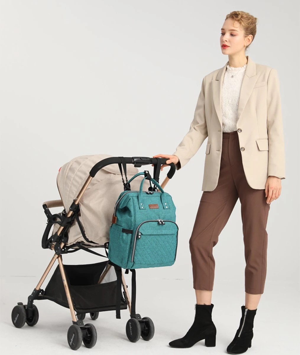 Miss Lulu Luiertas Rugzak - Inclusief Buggy En Kinderwagen Haken - Groen (E6705 GN) 9 Miss Lulu Luiertas Rugzak - Inclusief Buggy En Kinderwagen Haken - Groen (E6705 GN) - Afbeelding 9