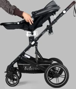 Belecoo - Luxe Kinderwagen - 3-in-1 Buggy - Opklapbare Wandelwagen - Autostoel - Wieg - Multifunctioneel - Zwart 11 Belecoo - Luxe Kinderwagen - 3-in-1 Buggy - Opklapbare Wandelwagen - Autostoel - Wieg - Multifunctioneel - Zwart -Babyproducten Winkel 1021x1200 4