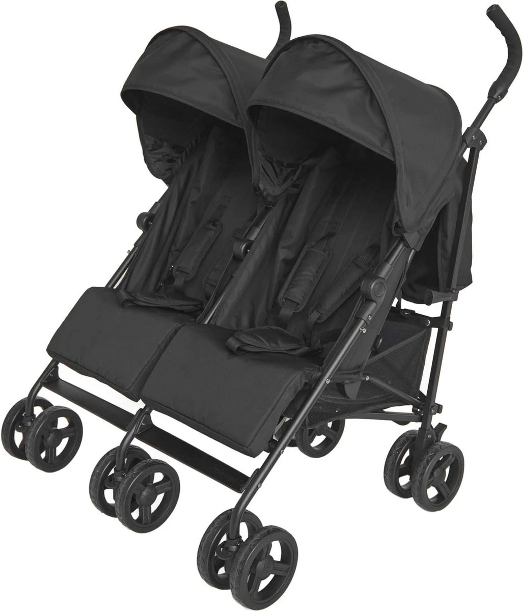 Prénatal Duo Buggy - Tweeling Buggy Inclusief Regenhoes - Verstelbare Kinderwagen - Inklapbare Wandelwagen - Plooibuggy - Zwart 1 Prénatal Duo Buggy - Tweeling Buggy Inclusief Regenhoes - Verstelbare Kinderwagen - Inklapbare Wandelwagen - Plooibuggy - Zwart