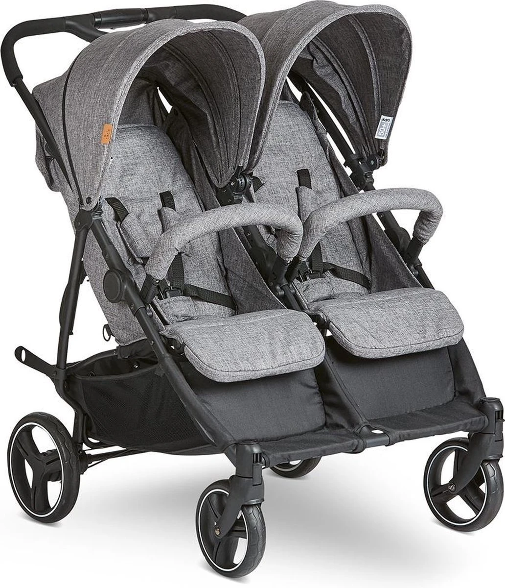 ABC Design Duo Kinderwagen Twin Circle Line - Inclusief Regenhoes - Woven Graphite 2 ABC Design Duo Kinderwagen Twin Circle Line - Inclusief Regenhoes - Woven Graphite - Afbeelding 2