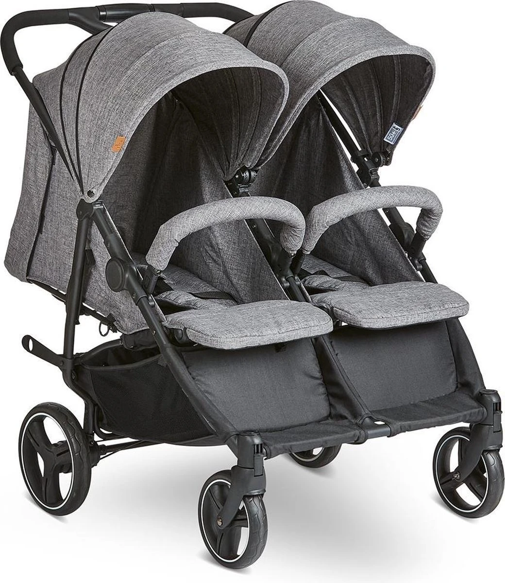 ABC Design Duo Kinderwagen Twin Circle Line - Inclusief Regenhoes - Woven Graphite 1 ABC Design Duo Kinderwagen Twin Circle Line - Inclusief Regenhoes - Woven Graphite