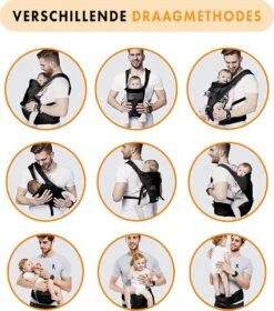 Deryan Pack Luxe Ergonomische Draagzak - Babydrager + Opbergvakjes - Zwart -Babyproducten Winkel 1057x1200 3