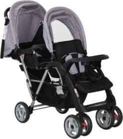 VidaXL Kinderwagen Dubbel Staal Grijs En Zwart -Babyproducten Winkel 1065x1200 6