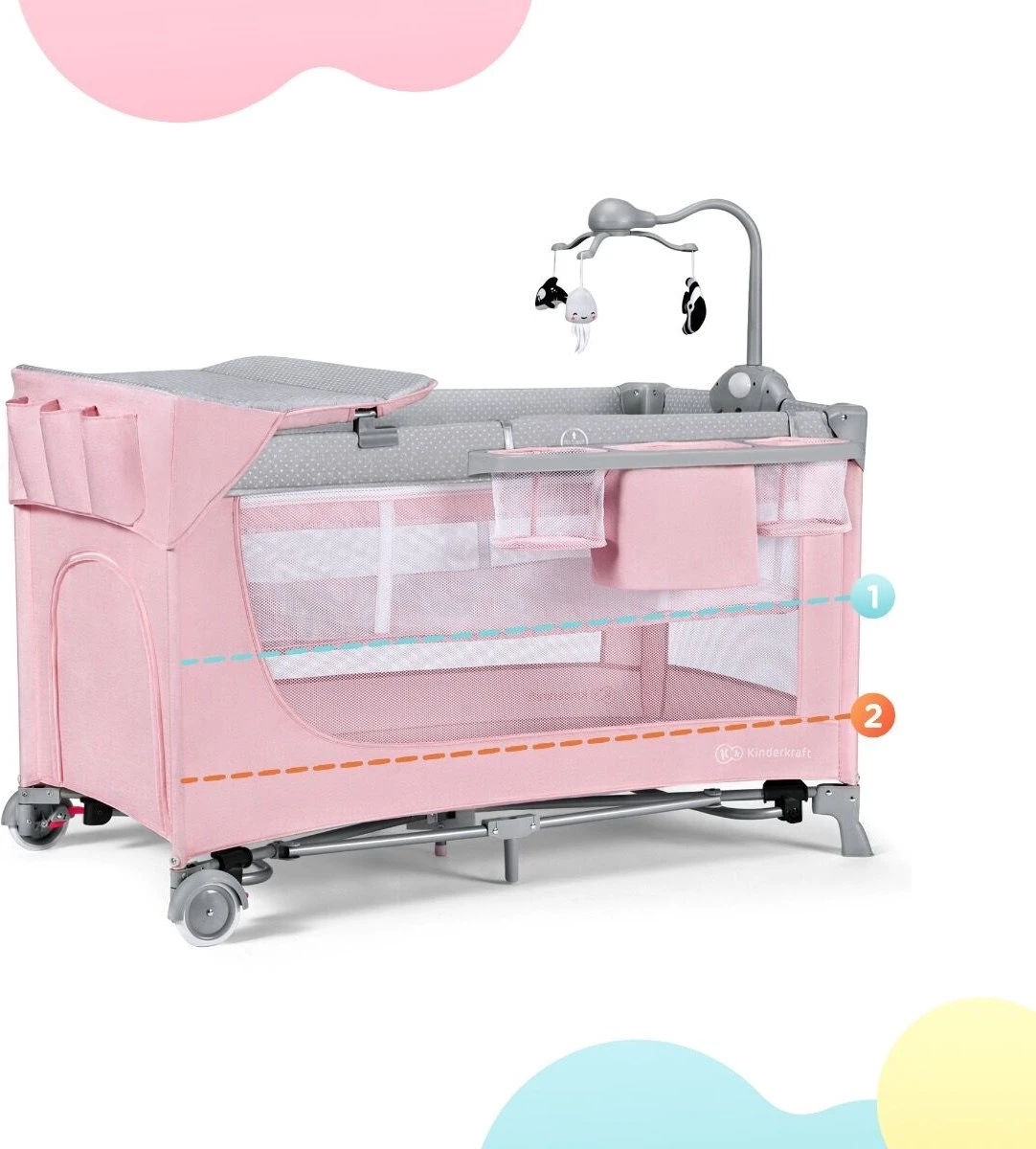 Kinderkraft Campingbed - Leody Met Accessoires - Roze 13 Kinderkraft Campingbed - Leody Met Accessoires - Roze - Afbeelding 13