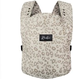 ROOKIE Baby Premium Draagzak- Design Buikdrager - Comfortabel En Ergonomisch - Pasgeboren Babydrager - Peuterdrager - Biologisch Katoen - Super Zacht - Unisex: Voor Mama En Papa (Leoprint Beige)