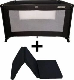 Cabino Campingbedje / Reisbed Set Inclusief Comfortabel Matras 60x120cm Zwart