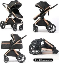 Merkloos BrightWise Luxe Kinderwagen 3 In 1 Van Voldoet Aan Alle Europese Veiligheidscertificaten - Wandelwagen - Kinderwagen 3-in-1 Incl Autostoel - Kinderwagen Maxi Cosi – Buggy 3 In 1 - Newborn - Zwart -Babyproducten Winkel 1126x1200 1