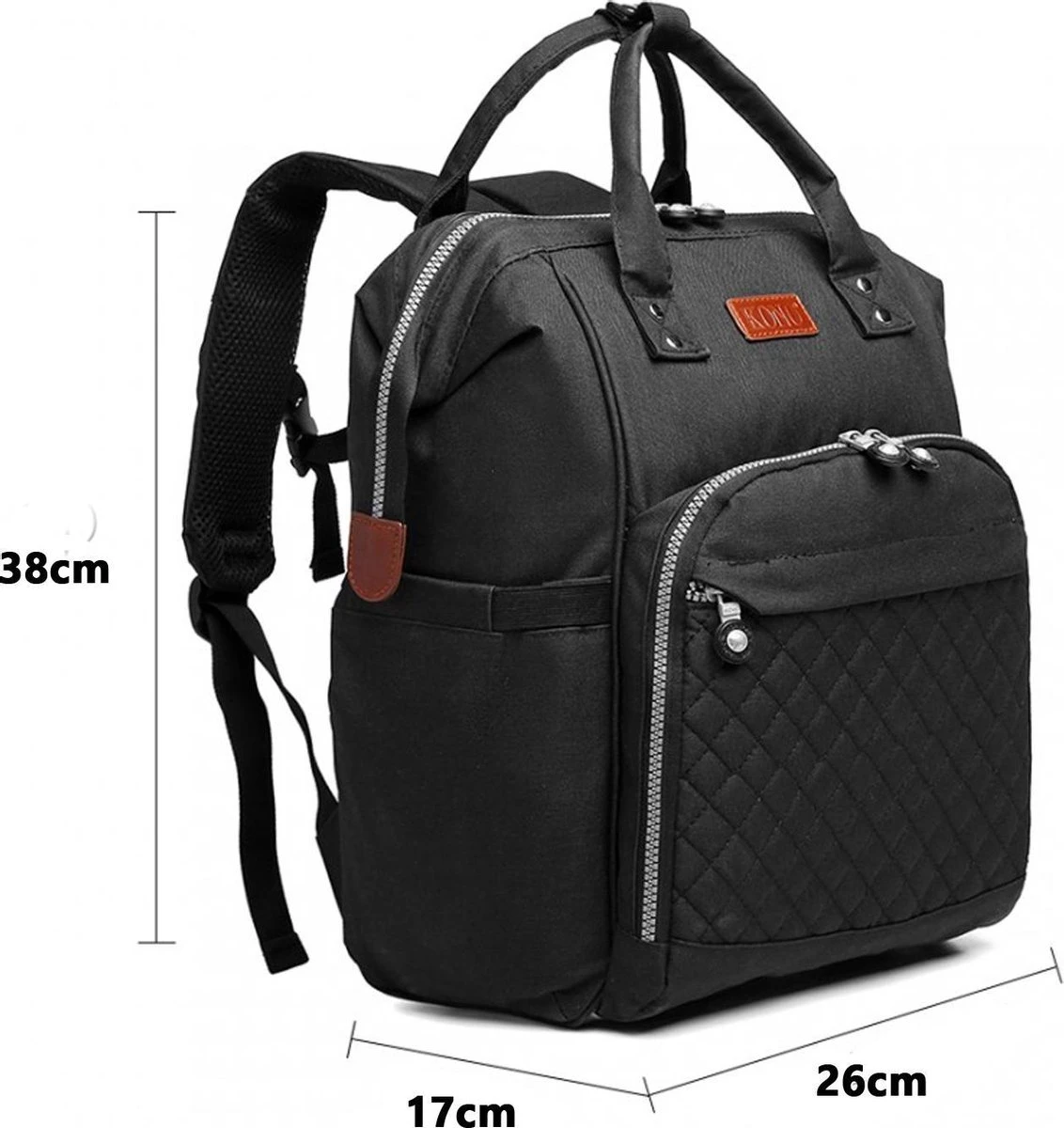 Miss Lulu Luiertas Rugzak - Inclusief Buggy En Kinderwagen Haken - Zwart (E6705 BK) 6 Miss Lulu Luiertas Rugzak - Inclusief Buggy En Kinderwagen Haken - Zwart (E6705 BK) - Afbeelding 6