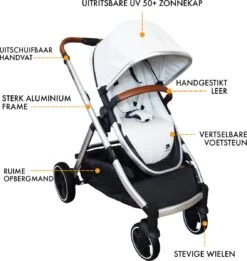 Deryan Evy Kinderwagen - Duo Kinderwagen - Uitbreidbaar - Inclusief Reiswieg - Creme -Babyproducten Winkel 1135x1200 3