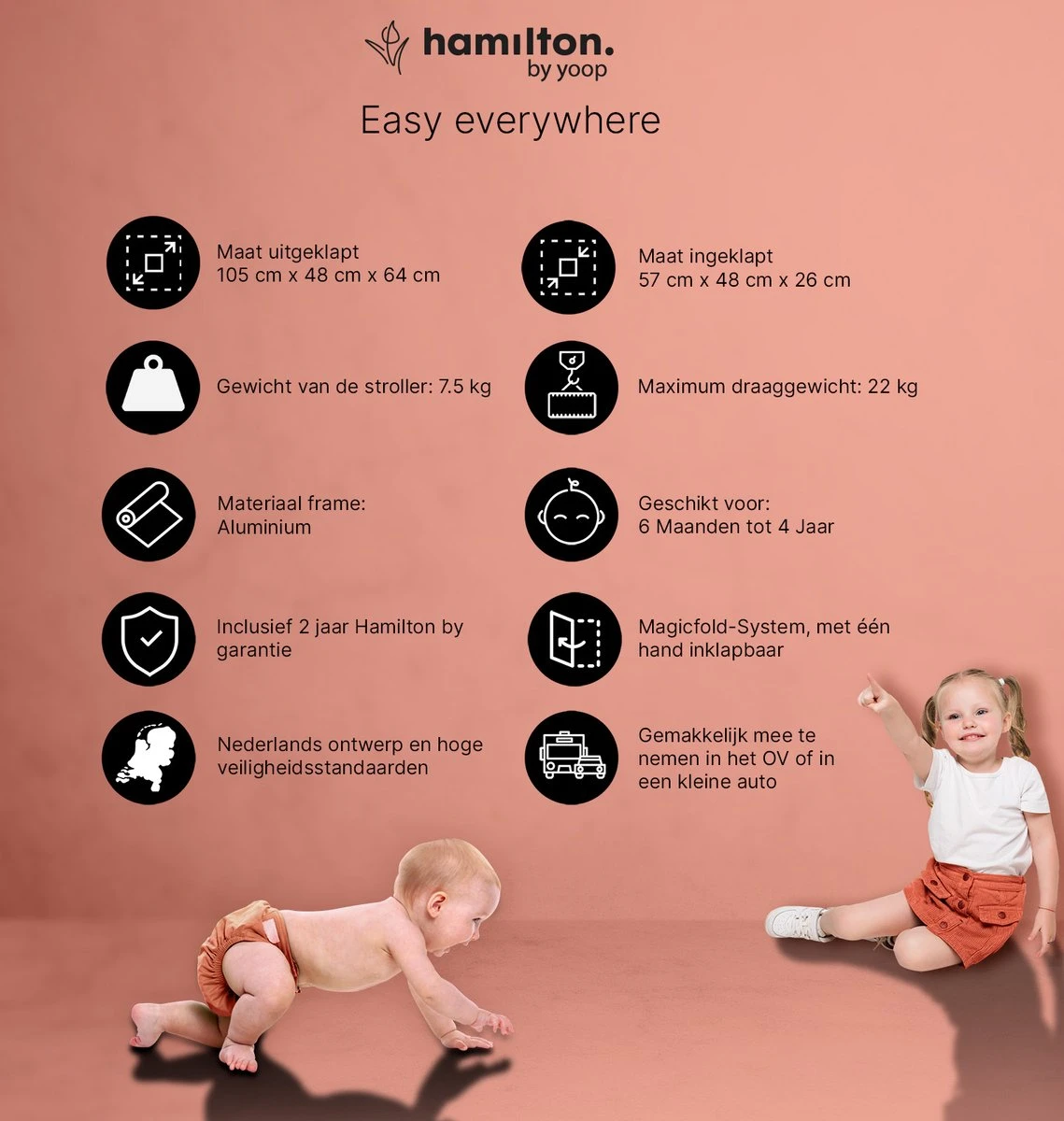 Hamilton By Yoop S1 Plus Buggy – Nieuw En Hoger 2023 Model – Premium Budget Stroller Met One Hand Folding Technologie – Zwart/Antraciet – Lichte, Verstelbare En Wendbare Kinderwagen Met Vele Gemakken 2 Hamilton By Yoop S1 Plus Buggy – Nieuw En Hoger 2023 Model – Premium Budget Stroller Met One Hand Folding Technologie – Zwart/Antraciet – Lichte, Verstelbare En Wendbare Kinderwagen Met Vele Gemakken - Afbeelding 2