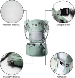 Baby Draagzak - Buik/Rug Babydrager Met Zacht Zitje (0-36 Maanden) - Groene Beer -Babyproducten Winkel 1145x1200 3