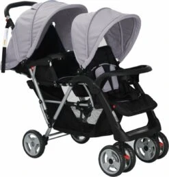VidaXL Kinderwagen Dubbel Staal Grijs En Zwart -Babyproducten Winkel 1150x1200 3