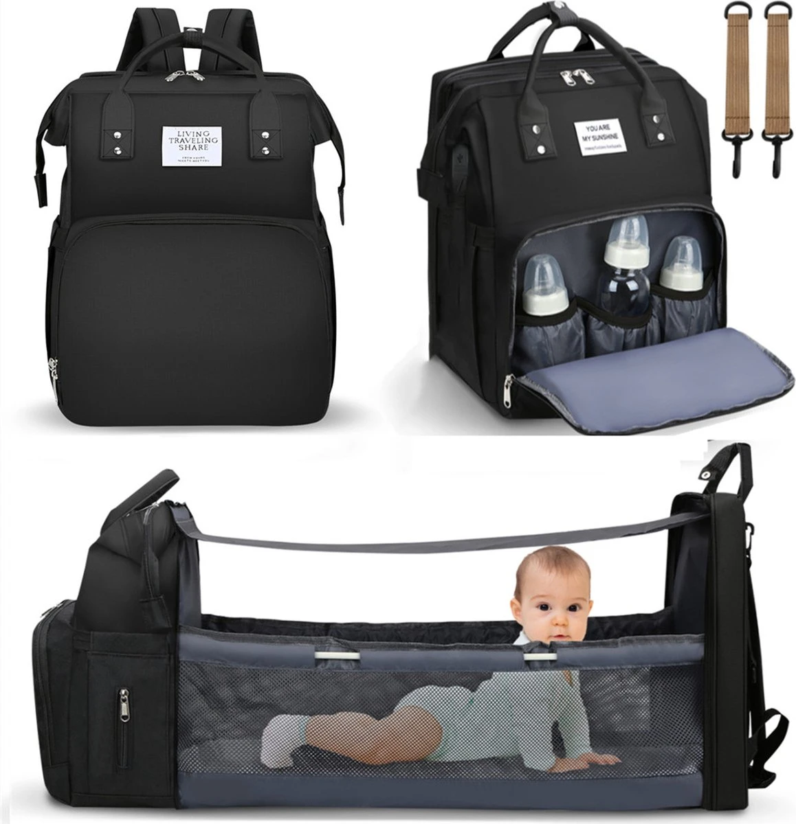 Merkloos Luiertas Rugzak - Luiertassen Met Babybed - Grote Luiertas Met Wieg - Luiertas Verzorgingstas Met Babybedje - Verzorgingsrugzak - Zwart 1 Merkloos Luiertas Rugzak - Luiertassen Met Babybed - Grote Luiertas Met Wieg - Luiertas Verzorgingstas Met Babybedje - Verzorgingsrugzak - Zwart