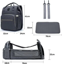 Luiertas - Multifuctioneel Luiertas 3 In 1 - Met Babybedje - Met Verschoningsmatje - Grijs - Met Usb - Met Verdikt Matras 16 Luiertas - Multifuctioneel Luiertas 3 In 1 - Met Babybedje - Met Verschoningsmatje - Grijs - Met Usb - Met Verdikt Matras -Babyproducten Winkel 1158x1200