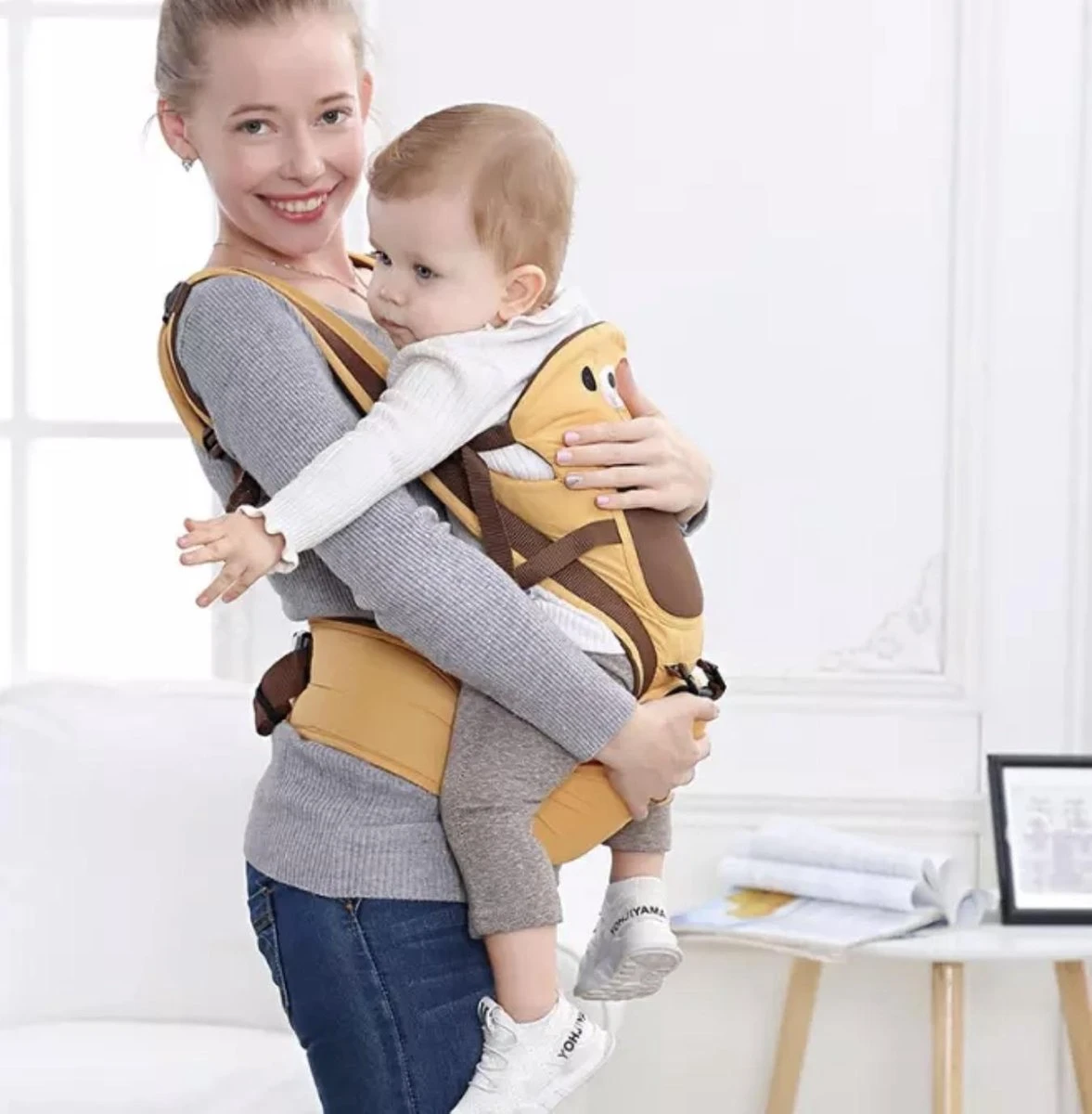 Baby Draagzak - Buik/Rug Babydrager Met Zacht Zitje (0-36 Maanden) - Bruine Beer 8 Baby Draagzak - Buik/Rug Babydrager Met Zacht Zitje (0-36 Maanden) - Bruine Beer - Afbeelding 8