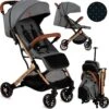 MoMi Wandelwagen - Compacte Lichtgewicht Buggy - Estelle - Gray-Gold (geschikt Van 6mnd - 15kg)