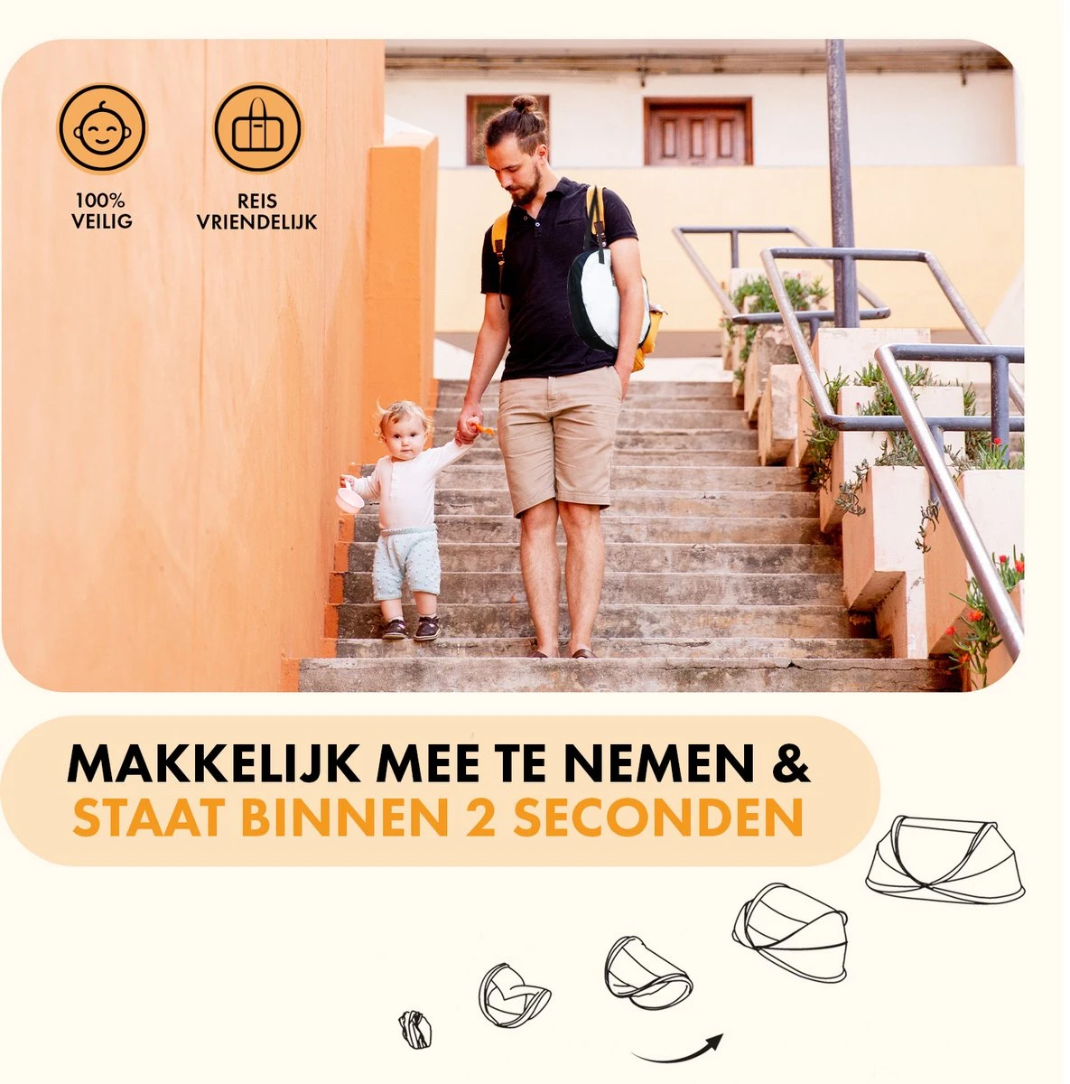 Deryan Infant BabyBox Campingbedje - Baby Klamboe - Cream 3 Deryan Infant BabyBox Campingbedje - Baby Klamboe - Cream - Afbeelding 3