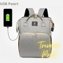 Luier- En Verzorgingstas - Luiertassen - Baby Rug Tas Met Isoleervak - Incl Flessen Verwarmer - Luiertas - Unisex/Jongens/Meisjes - Grijs - Luier Tas - Verzorgingstas Baby - Uitschuifbaar Verschoon/ Slaap Bedje - Incl Matrasje Baby - USB Poort -Babyproducten Winkel 1185x1200 7