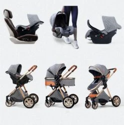Merkloos Kinderwagen 3-in-1 – Luxe Kinderwagen - Buggy – Wandelwagen - Multifunctioneel – Opklapbaar – Incl Autostoel – Grijs -Babyproducten Winkel 1190x1200 1