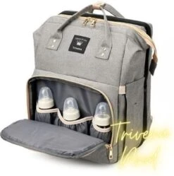 Luier- En Verzorgingstas - Luiertassen - Baby Rug Tas Met Isoleervak - Incl Flessen Verwarmer - Luiertas - Unisex/Jongens/Meisjes - Grijs - Luier Tas - Verzorgingstas Baby - Uitschuifbaar Verschoon/ Slaap Bedje - Incl Matrasje Baby - USB Poort -Babyproducten Winkel 1192x1200 2