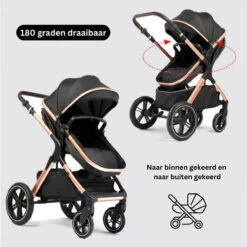 Merkloos BrightWise Luxe Kinderwagen 3 In 1 Van Voldoet Aan Alle Europese Veiligheidscertificaten - Wandelwagen - Kinderwagen 3-in-1 Incl Autostoel - Kinderwagen Maxi Cosi – Buggy 3 In 1 - Newborn - Zwart -Babyproducten Winkel 1198x1200 3