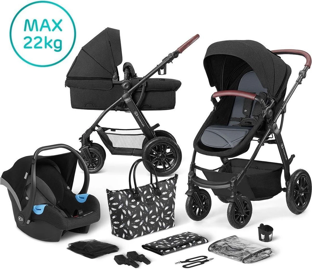 Kinderkraft Xmoov Black 3-in-1 Combi Kinderwagen Incl. Autostoel XMOVBLK30000 1 Kinderkraft Xmoov Black 3-in-1 Combi Kinderwagen Incl. Autostoel XMOVBLK30000