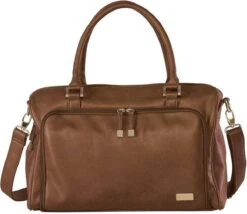 Grote Luiertas Double Zip Satchel Chestnut Redwood - Kunstleer - 42 Cm Breed -Babyproducten Winkel 1200x1039