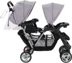 VidaXL Kinderwagen Dubbel Staal Grijs En Zwart -Babyproducten Winkel 1200x1050