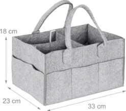 Relaxdays Luiertas Baby - Verzorgingstas Vilt - Organizer Luiers - Uitneembare Schotjes - Lichtgrijs -Babyproducten Winkel 1200x1057 1