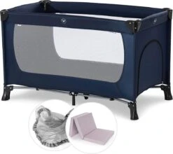 Hauck Dream N Play Plus Campingbedje Set - Met Matras En Muggennet - Navy