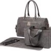 Miss Lulu Luier- En Verzorgingstas – Luiertas Set – Afneembare Draagtas - Duurzaam En Stijlvol – Grijs - Premium Kwaliteit - Grote Capaciteit - Unisex/Jongens/Meisjes (LT6638 GY)