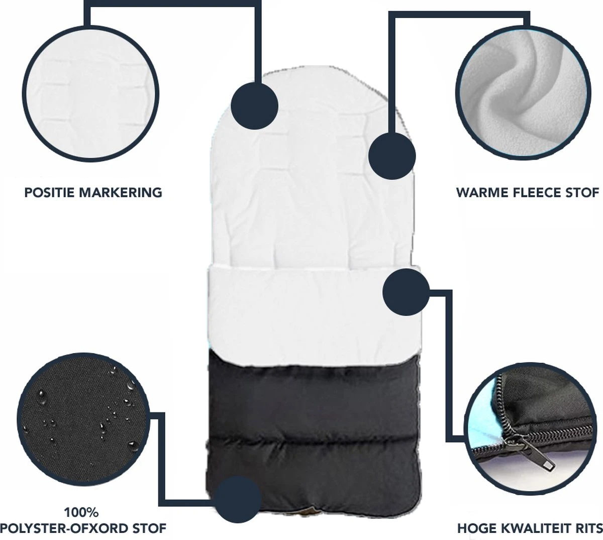Achaté Voetenzak - Voor Kinderwagen Of Stoeltje – Baby Slaapzak - Autostoel - Wit 5 Achaté Voetenzak - Voor Kinderwagen Of Stoeltje – Baby Slaapzak - Autostoel - Wit - Afbeelding 5