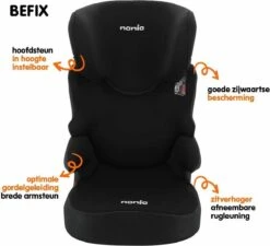 Nania - Autostoel Befix - Eco Zwart (15 Tot 36 Kg) - Zwart -Babyproducten Winkel 1200x1093