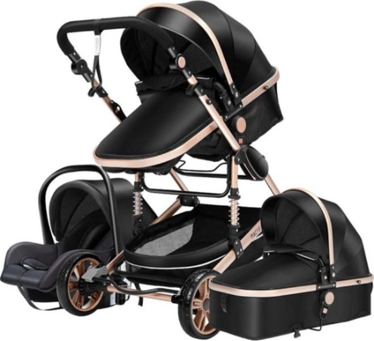 Merkloos Lioretti® Luxe Baby Buggy 3 In 1 | Baby Wagen | Kinderwagen Met Stoel En Wieg | Inklapbaar | Hoge Kwaliteit | Combi | Zwart 1 Merkloos Lioretti® Luxe Baby Buggy 3 In 1 | Baby Wagen | Kinderwagen Met Stoel En Wieg | Inklapbaar | Hoge Kwaliteit | Combi | Zwart
