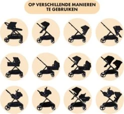 Deryan Evy Kinderwagen - Duo Kinderwagen - Uitbreidbaar - Inclusief Reiswieg - Zwart -Babyproducten Winkel 1200x1105 5