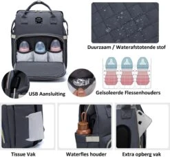 Luiertas - Multifuctioneel Luiertas 3 In 1 - Met Babybedje - Met Verschoningsmatje - Grijs - Met Usb - Met Verdikt Matras 13 Luiertas - Multifuctioneel Luiertas 3 In 1 - Met Babybedje - Met Verschoningsmatje - Grijs - Met Usb - Met Verdikt Matras -Babyproducten Winkel 1200x1110 3