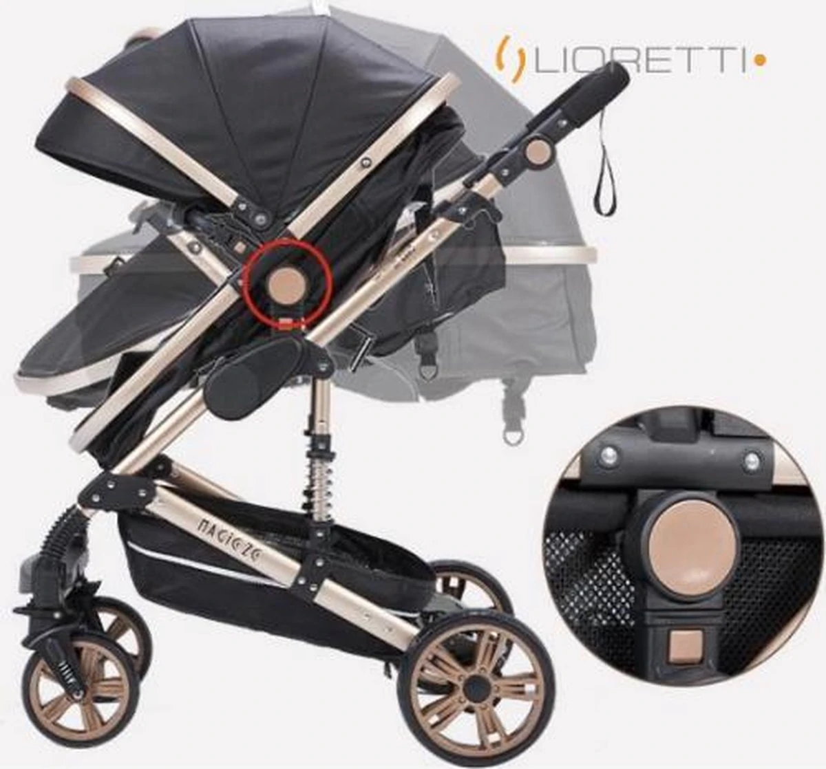 Merkloos Lioretti® Luxe Baby Buggy 3 In 1 | Baby Wagen | Kinderwagen Met Stoel En Wieg | Inklapbaar | Hoge Kwaliteit | Combi | Zwart 2 Merkloos Lioretti® Luxe Baby Buggy 3 In 1 | Baby Wagen | Kinderwagen Met Stoel En Wieg | Inklapbaar | Hoge Kwaliteit | Combi | Zwart - Afbeelding 2