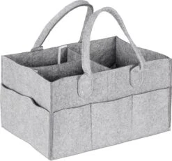 Relaxdays Luiertas Baby - Verzorgingstas Vilt - Organizer Luiers - Uitneembare Schotjes - Lichtgrijs -Babyproducten Winkel 1200x1123 4