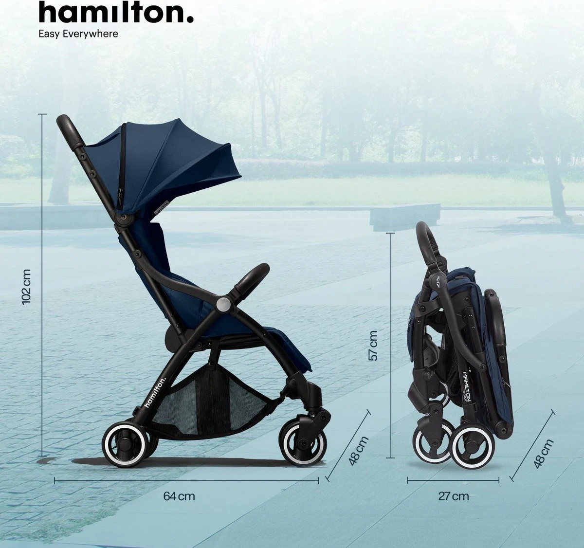 Hamilton By Yoop One Prime X1 Buggy - Premium Stroller Met One Hand Folding Technologie - Blauw - Lichte, Verstelbare En Wendbare Kinderwagen Met Vele Gemakken 4 Hamilton By Yoop One Prime X1 Buggy - Premium Stroller Met One Hand Folding Technologie - Blauw - Lichte, Verstelbare En Wendbare Kinderwagen Met Vele Gemakken - Afbeelding 4