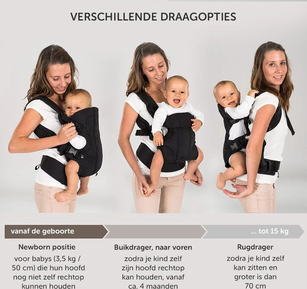 Fillikid Draagzak/Doek - 4 In 1 Ergonomische Buikdrager En Rugdrager - Zwart 3 Fillikid Draagzak/Doek - 4 In 1 Ergonomische Buikdrager En Rugdrager - Zwart - Afbeelding 3