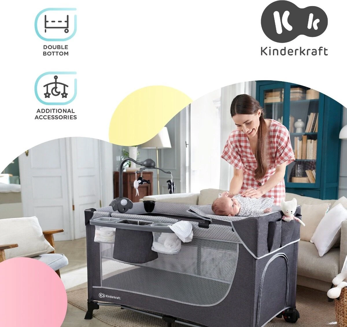 Kinderkraft Campingbed - Leody Met Accessoires - Roze 17 Kinderkraft Campingbed - Leody Met Accessoires - Roze - Afbeelding 17