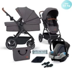 Kinderkraft B-Tour Ash Grey 3-in-1 Combi Kinderwagen Incl. Autostoel KSBTOU00DGR3000 -Babyproducten Winkel 1200x1136 7