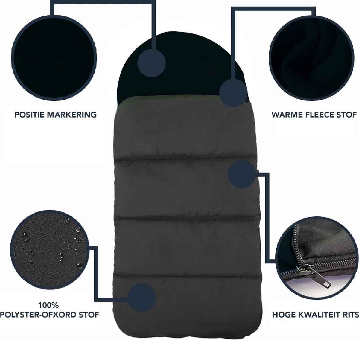 Achaté Voetenzak - Voor Kinderwagen Of Stoeltje – Baby Slaapzak - Autostoel - Zwart 4 Achaté Voetenzak - Voor Kinderwagen Of Stoeltje – Baby Slaapzak - Autostoel - Zwart - Afbeelding 4