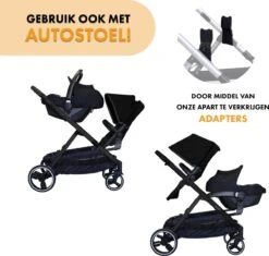 Deryan Evy Kinderwagen - Duo Kinderwagen - Uitbreidbaar - Inclusief Reiswieg - Zwart -Babyproducten Winkel 1200x1140 3