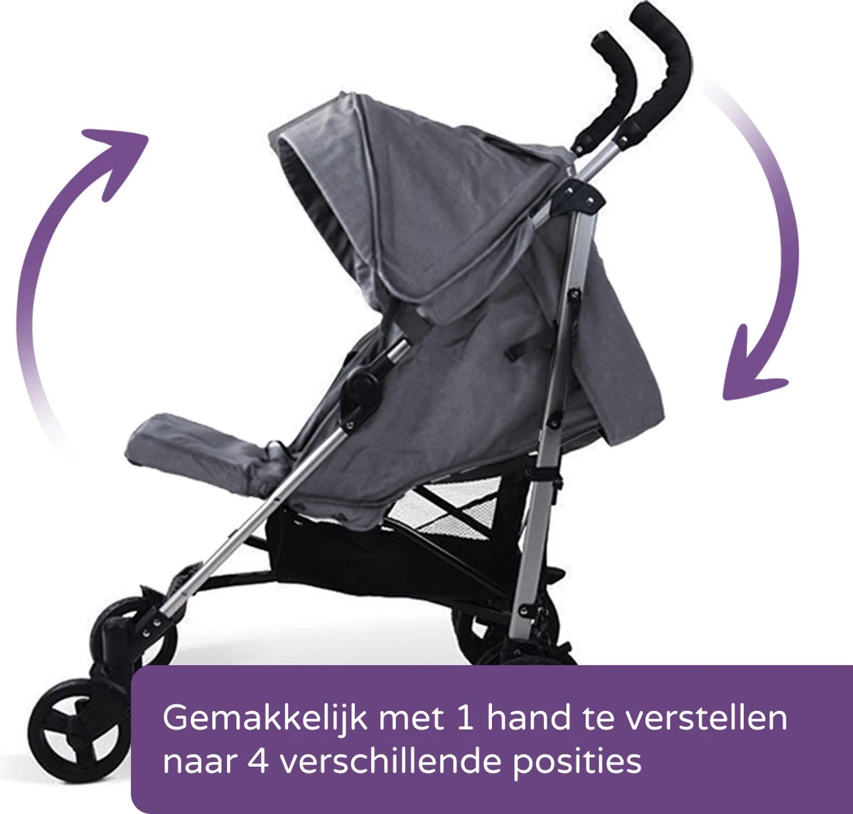 Prénatal Luxe Buggy – Kinderwagen Met Boodschappenmand En Zonneklep - Verstelbare Wandelwagen – Inklapbaar Met 1 Hand - Plooibuggy Grijs 9 Prénatal Luxe Buggy – Kinderwagen Met Boodschappenmand En Zonneklep - Verstelbare Wandelwagen – Inklapbaar Met 1 Hand - Plooibuggy Grijs - Afbeelding 9