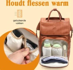 JeRie Luiertas Rugzak – Verschoonmatje – Verzorgingstas – Luiertassen – Met Kinderwagen Haken - Bruin -Babyproducten Winkel 1200x1149 1