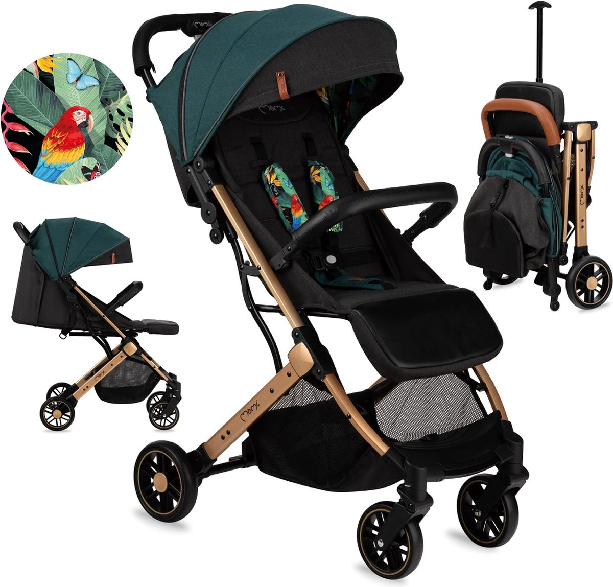 MoMi Wandelwagen - Compacte Lichtgewicht Buggy - Estelle - Green-Gold (geschikt Van 6mnd - 15kg) 15 MoMi Wandelwagen - Compacte Lichtgewicht Buggy - Estelle - Green-Gold (geschikt Van 6mnd - 15kg) - Afbeelding 15
