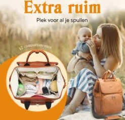 JeRie Luiertas Rugzak – Verschoonmatje – Verzorgingstas – Luiertassen – Met Kinderwagen Haken - Bruin -Babyproducten Winkel 1200x1150 22